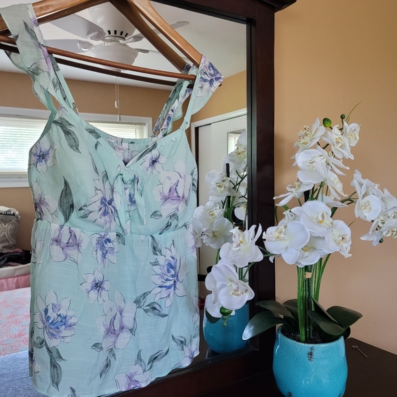 Floral Cottagecore Ruffle Cami Tank Blouse - Picture 2 of 6